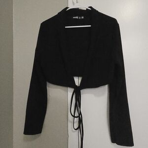Missguided black short blazer size 10 with bow
